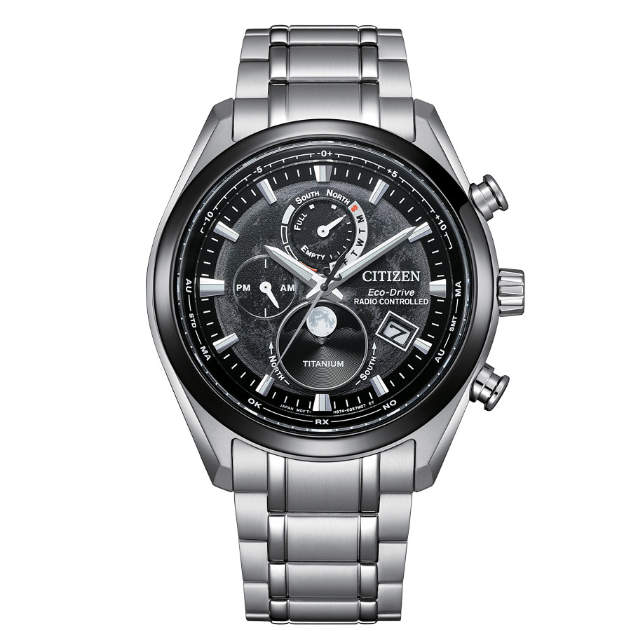 Citizen BY1018 80E reloj negro radiocontrolado fase lunar titanio hombre Relojeria Joyeria