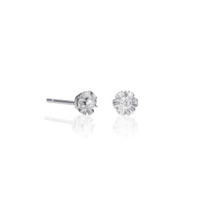 Pendientes oro blanco roseta diamante grace