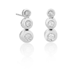 Pendientes tres diamantes oro blanco classic