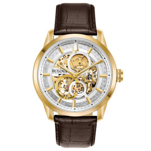 Reloj Bulova 97a138 automatico esqueleto dorado hombre